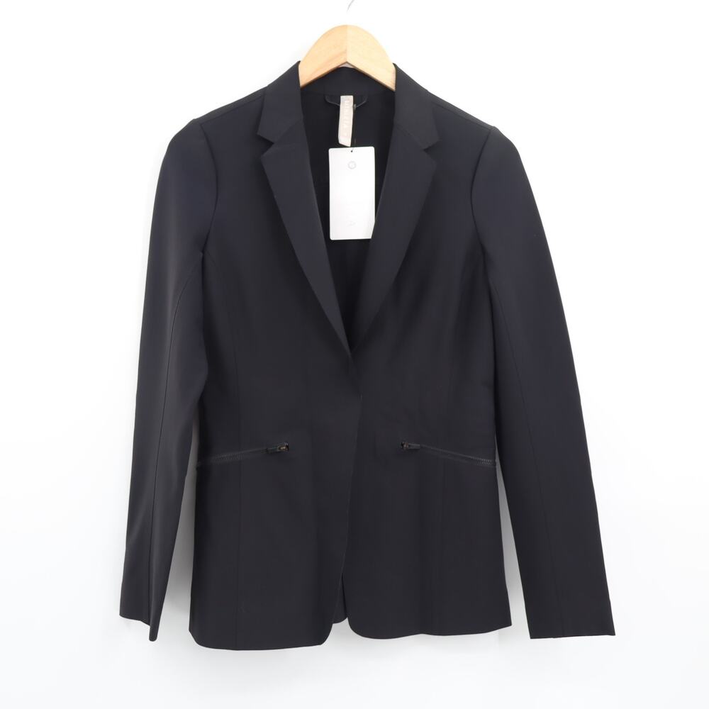 Athleta Interstellar Blazer NWT Zip Pocket Snap Closure Black Sz 4